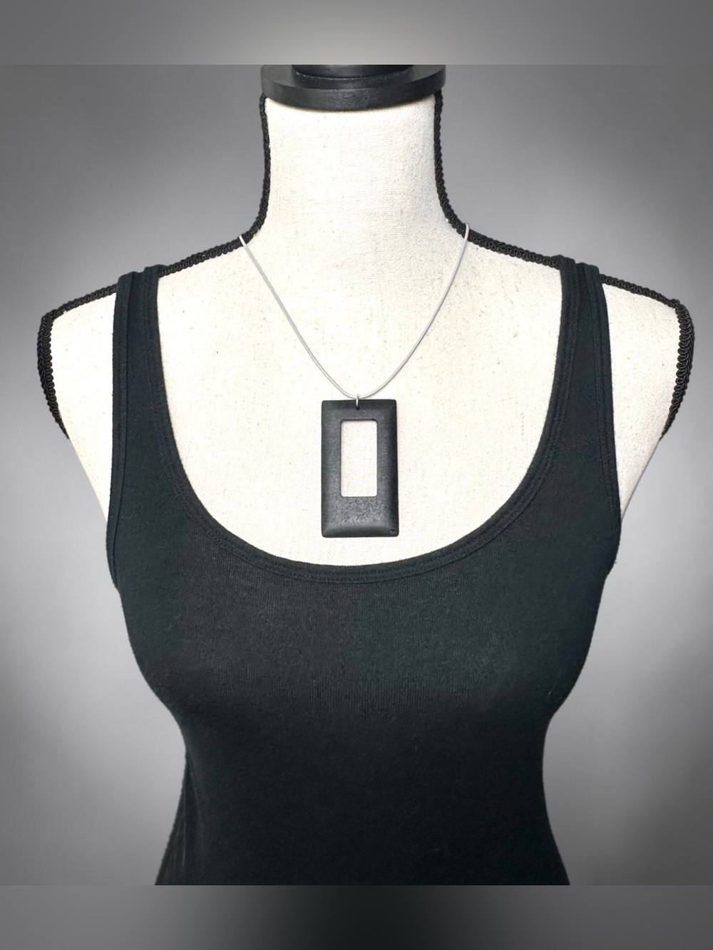 🖤Artisan Wooden Rectangle Pendant Necklace